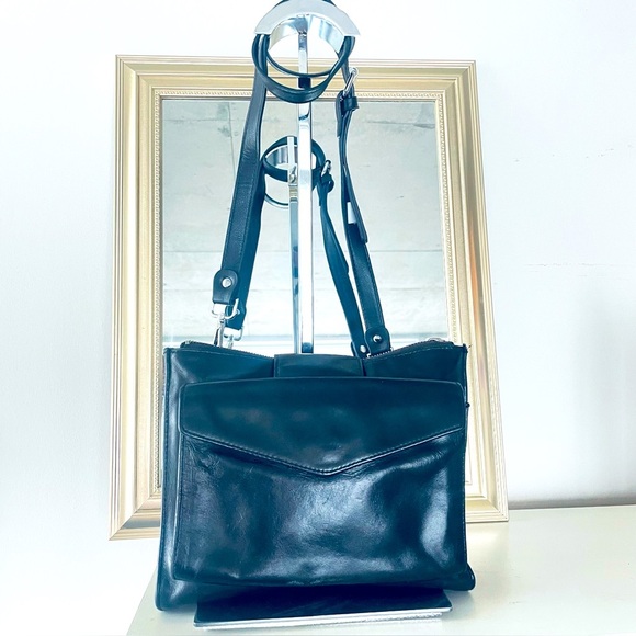 DANIER BLACK LEATHER CROSSBODY BAG SHOULDER WOMEN VINTAGE BAG - Picture 1 of 12